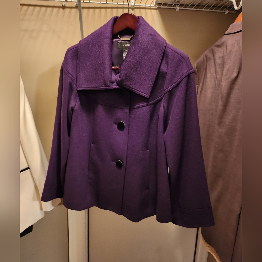 Alfani Purple Wool Blend Coat